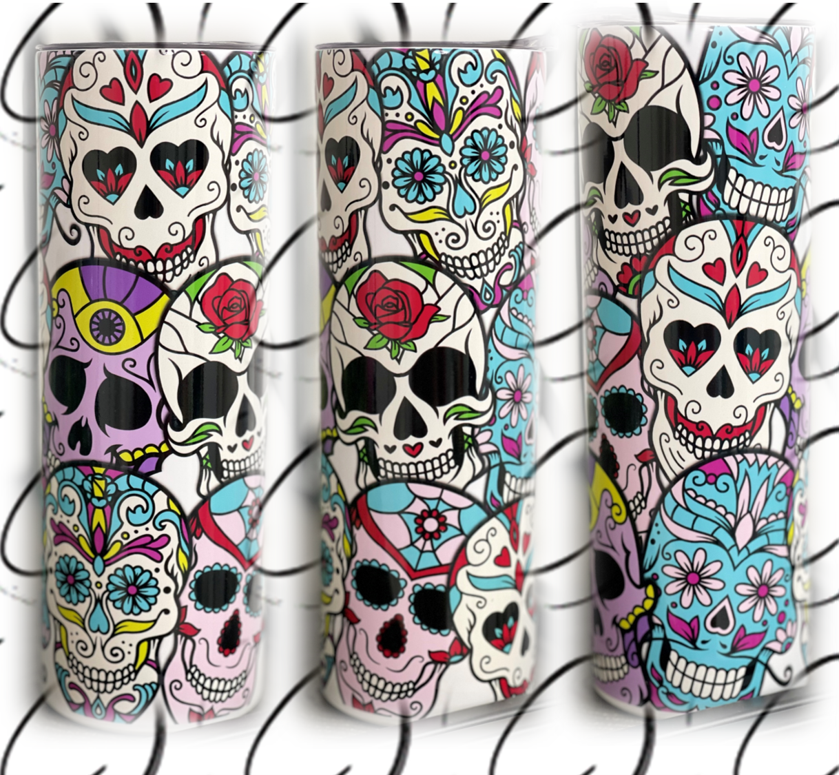 Sugar Skulls 20oz UV Purple Skinny Tumbler