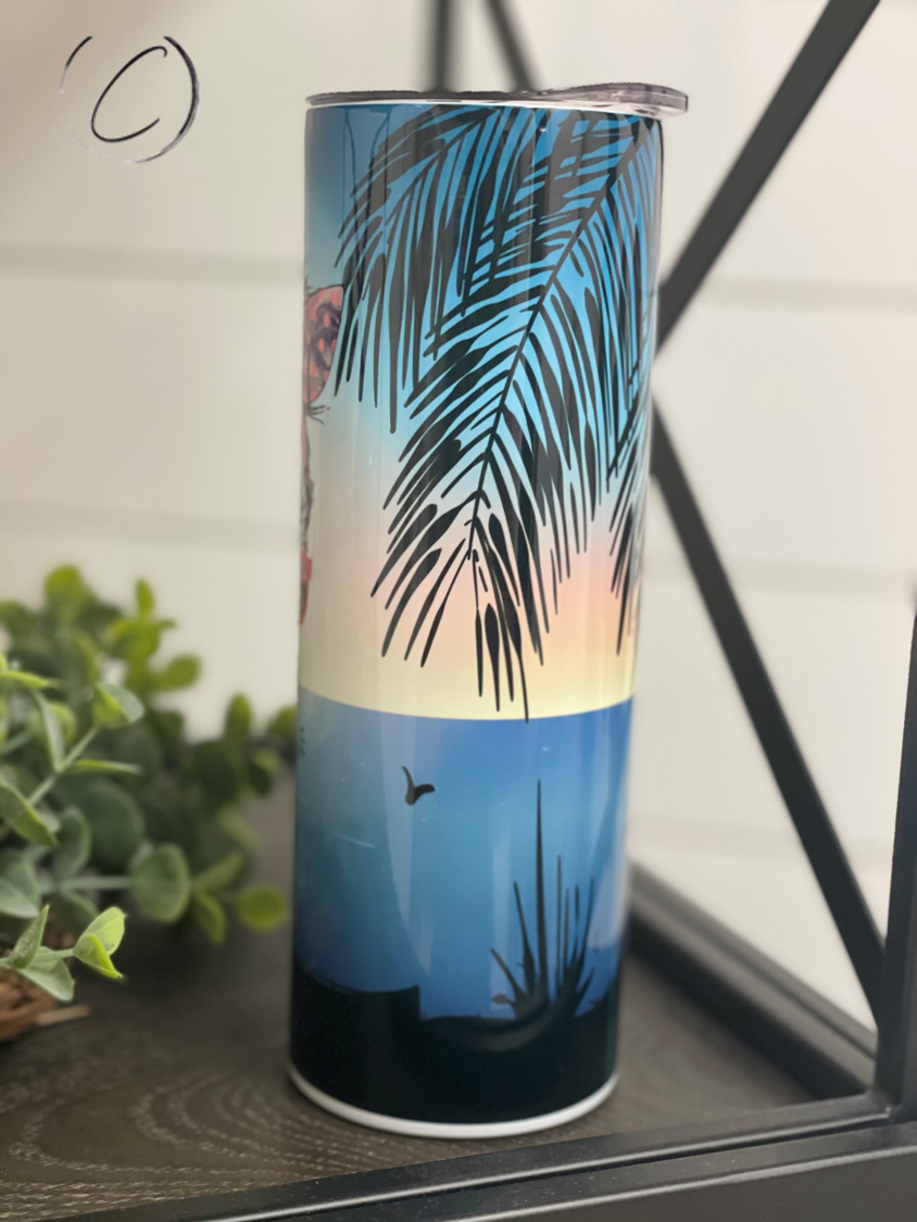 Summer Vibes Messy Bun 20oz Skinny Tumbler