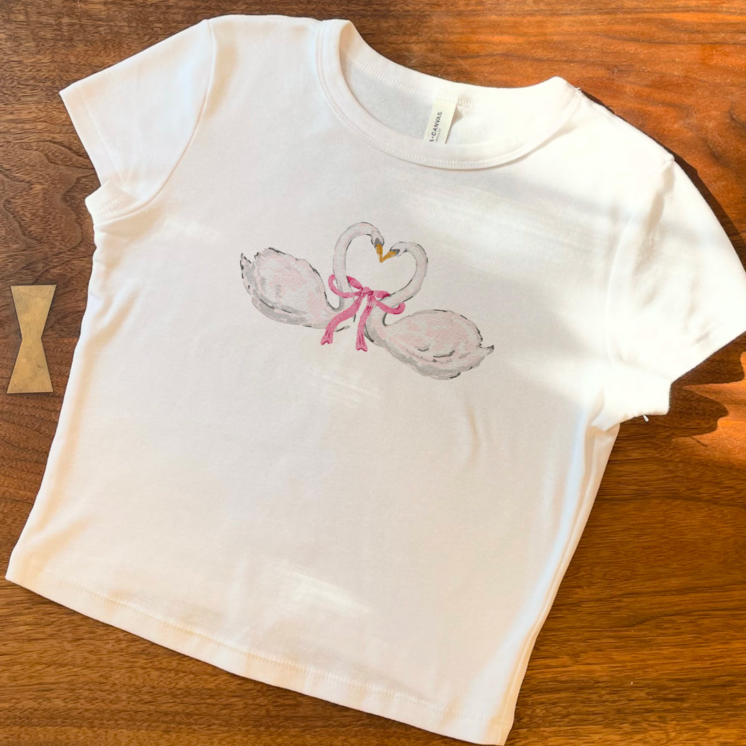 Love Swans | Graphic Crop Top | Romantic Cottage Core