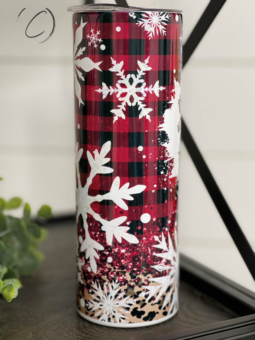 Most Wonderful Time Leopard & Plaid 20oz Skinny Tumbler