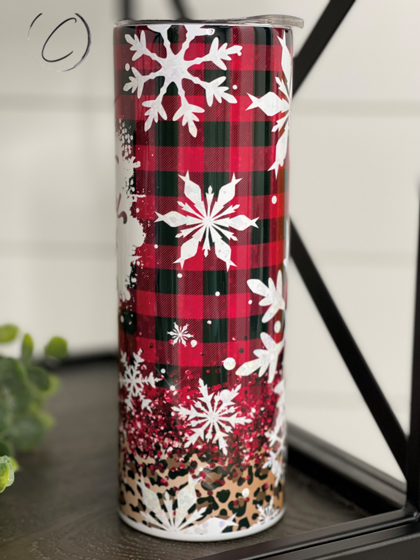 Most Wonderful Time Leopard & Plaid 20oz Skinny Tumbler