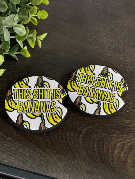 This Shit Is Bananas Car Coaster Set