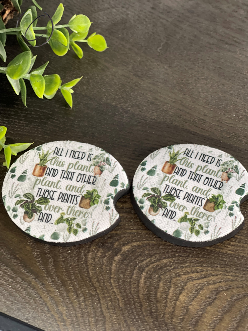 This, That & Those Plants Car Coaster Set