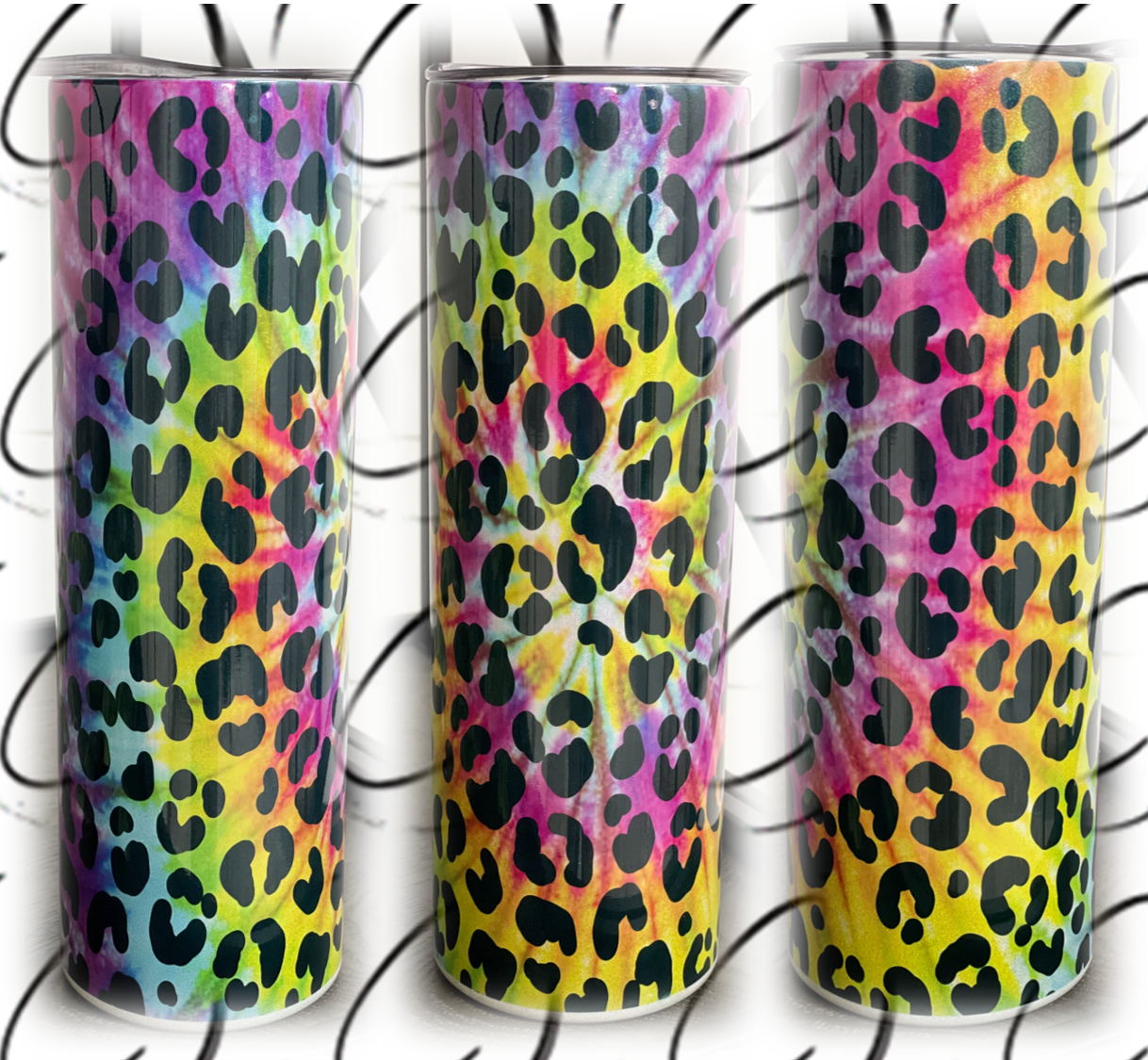 Tie Dye Leopard 20oz Shimmer Skinny Tumbler