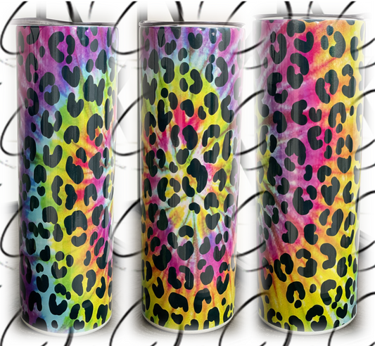 Tie Dye Leopard 20oz Shimmer Skinny Tumbler