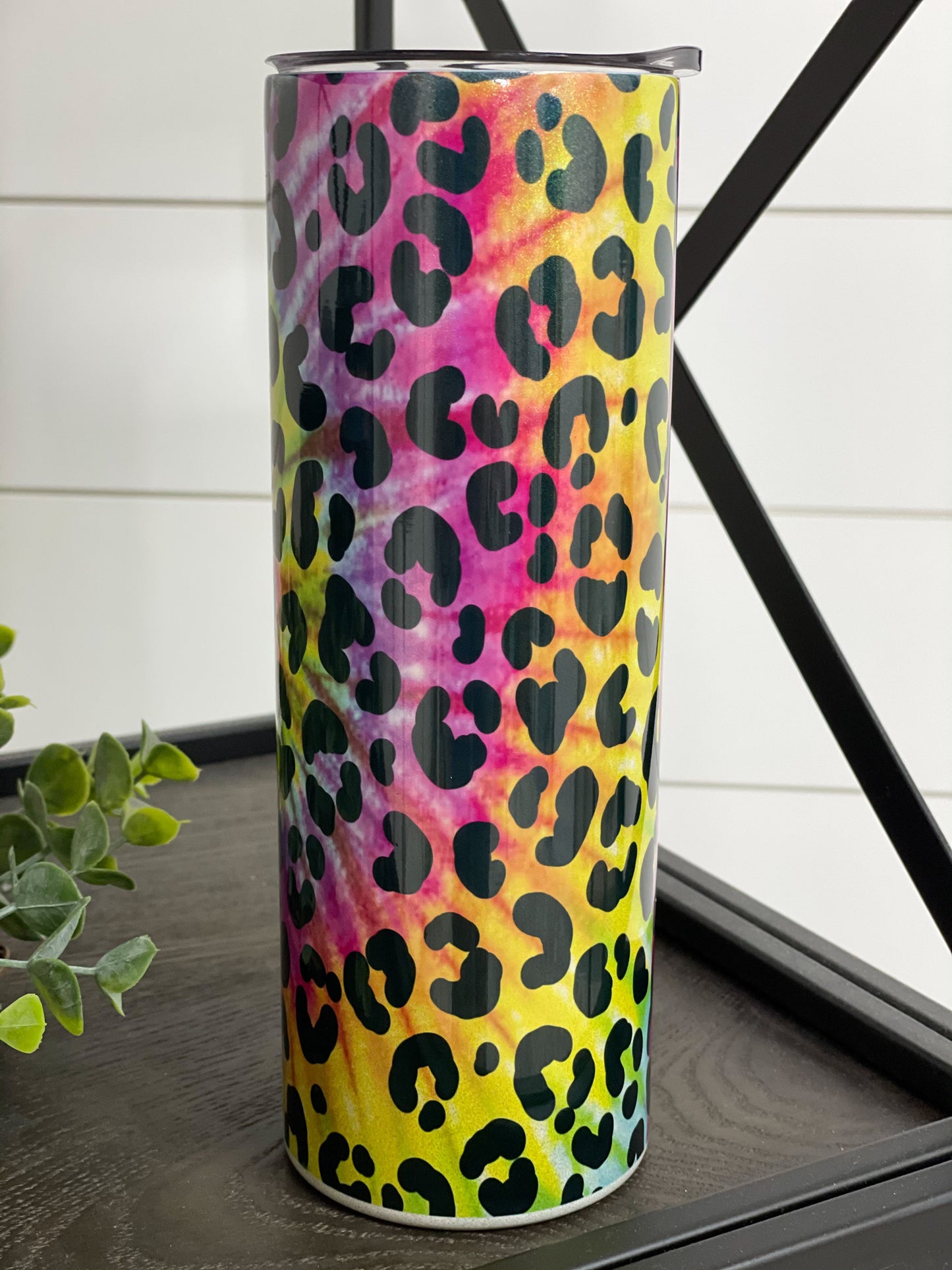 Tie Dye Leopard 20oz Shimmer Skinny Tumbler