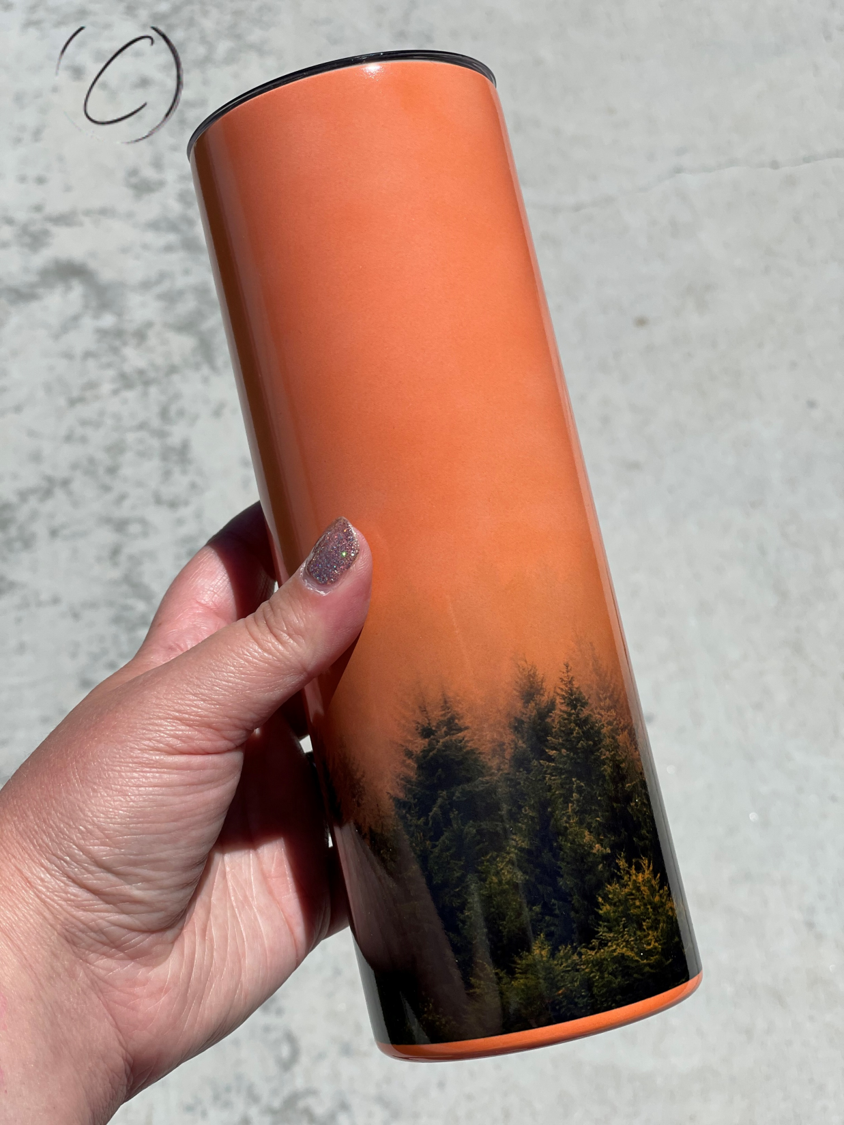 Forest Fog 20oz UV Orange Skinny Tumbler