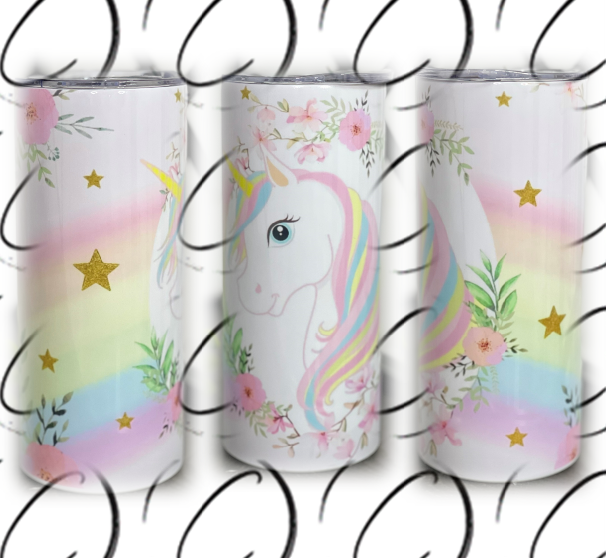 Unicorn Rainbow 15oz Kids Skinny Tumbler