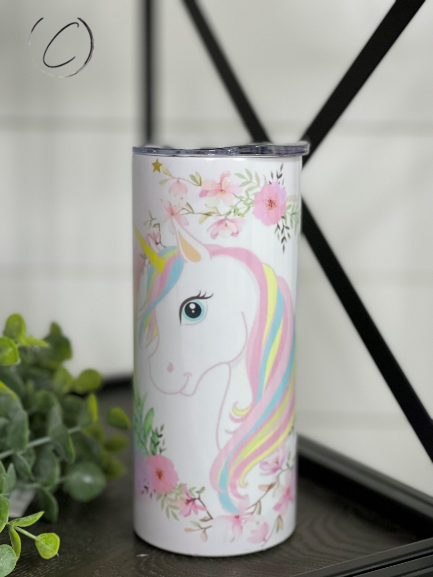 Unicorn Rainbow 15oz Kids Skinny Tumbler