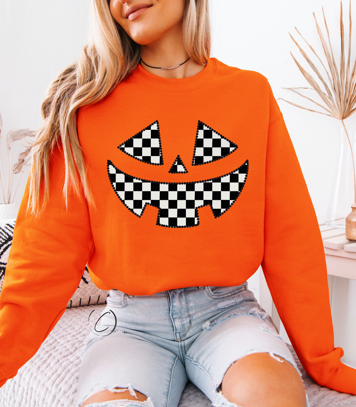 Check Pumpkin Sweatshirt