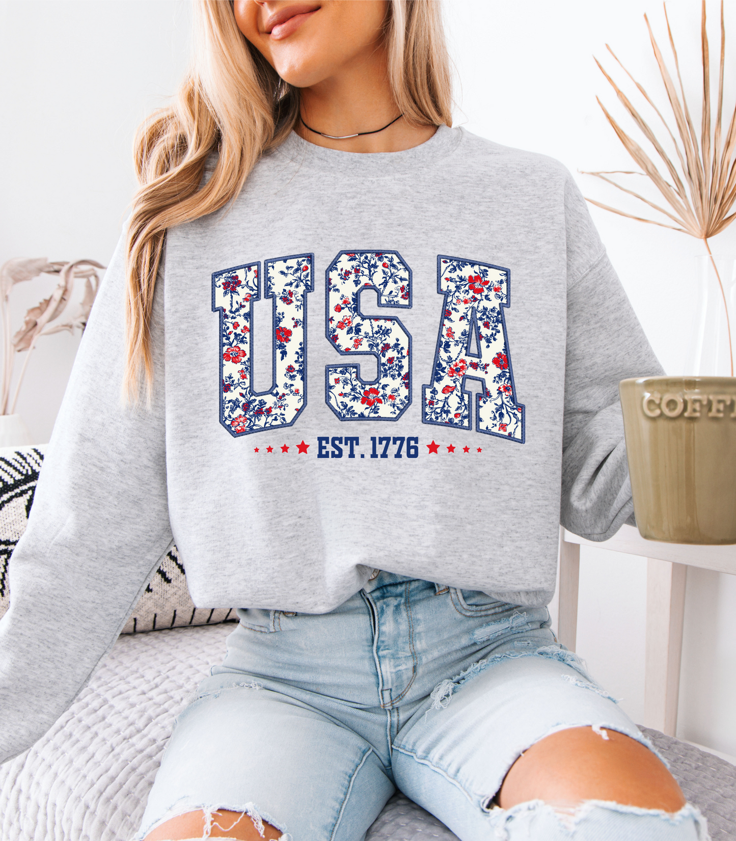Retro Floral USA Sweatshirt