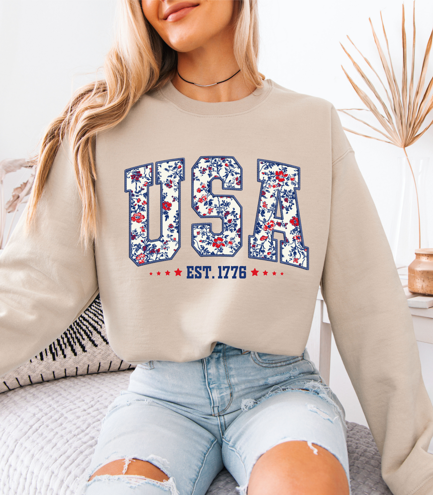 Retro Floral USA Sweatshirt