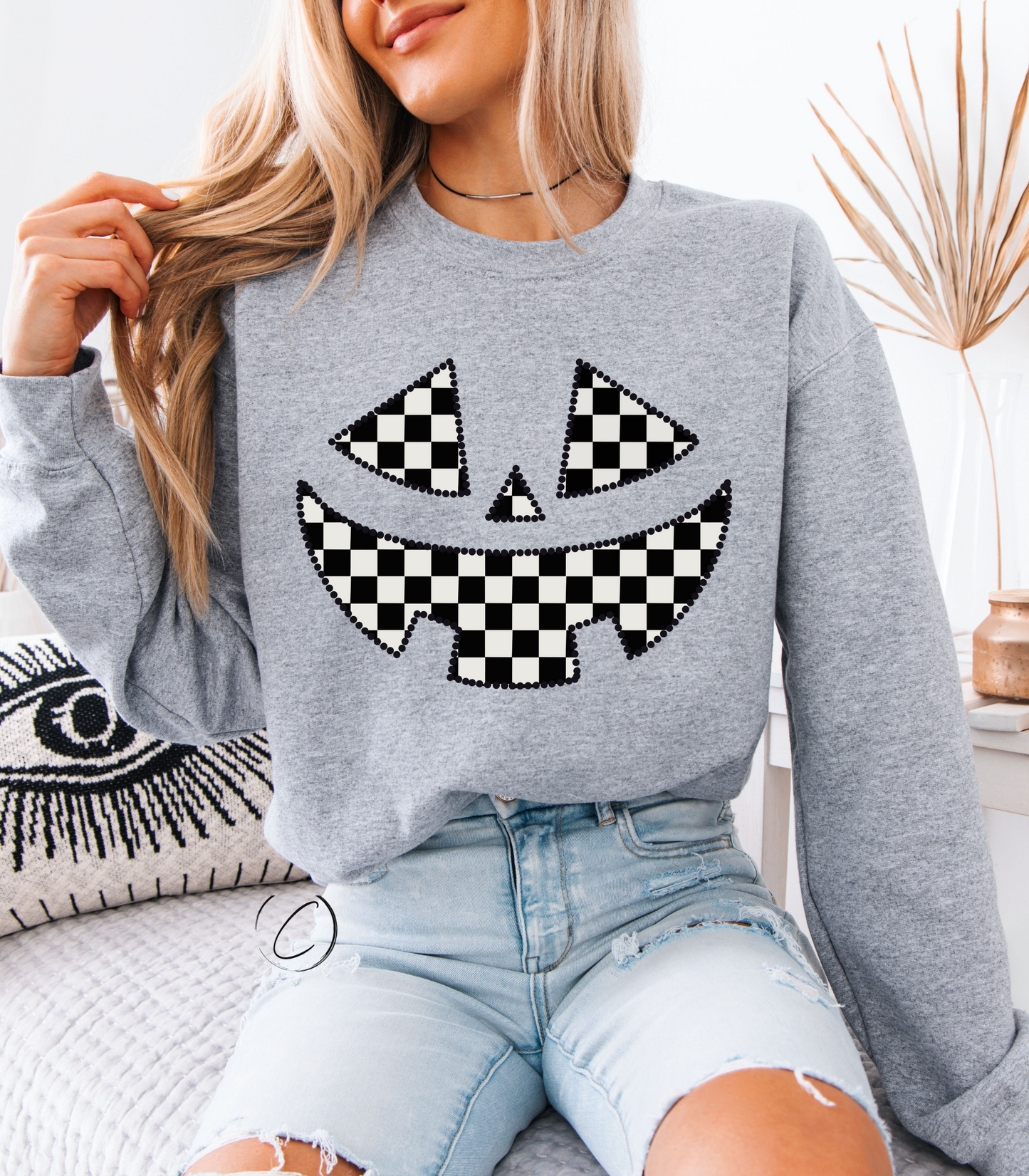 Check Pumpkin Sweatshirt