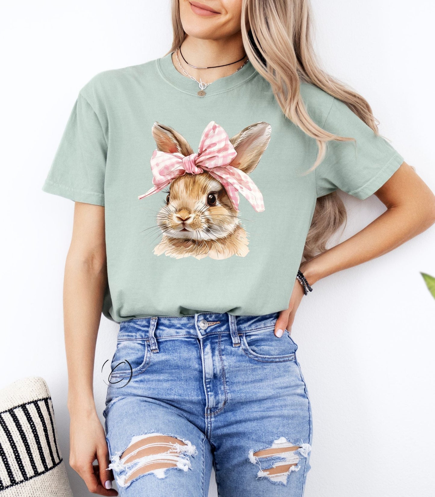 Watercolor Coquette Bunny Graphic Tee