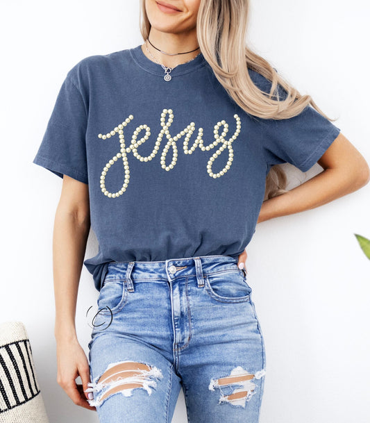 Faux Pearl Jesus Graphic Tee