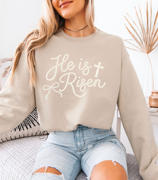 Faux Pearl He Is Risen Sweatshirt