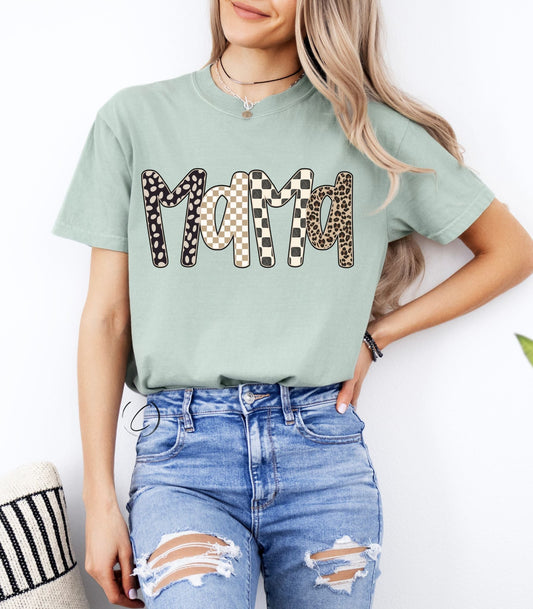 Mama Leopard Check Graphic Tee