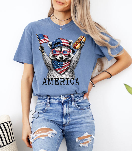 America Feral Racoon Graphic Tee