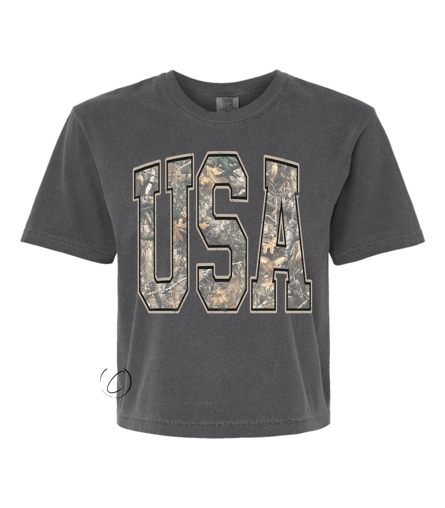 USA Camo Cropped Graphic Tee