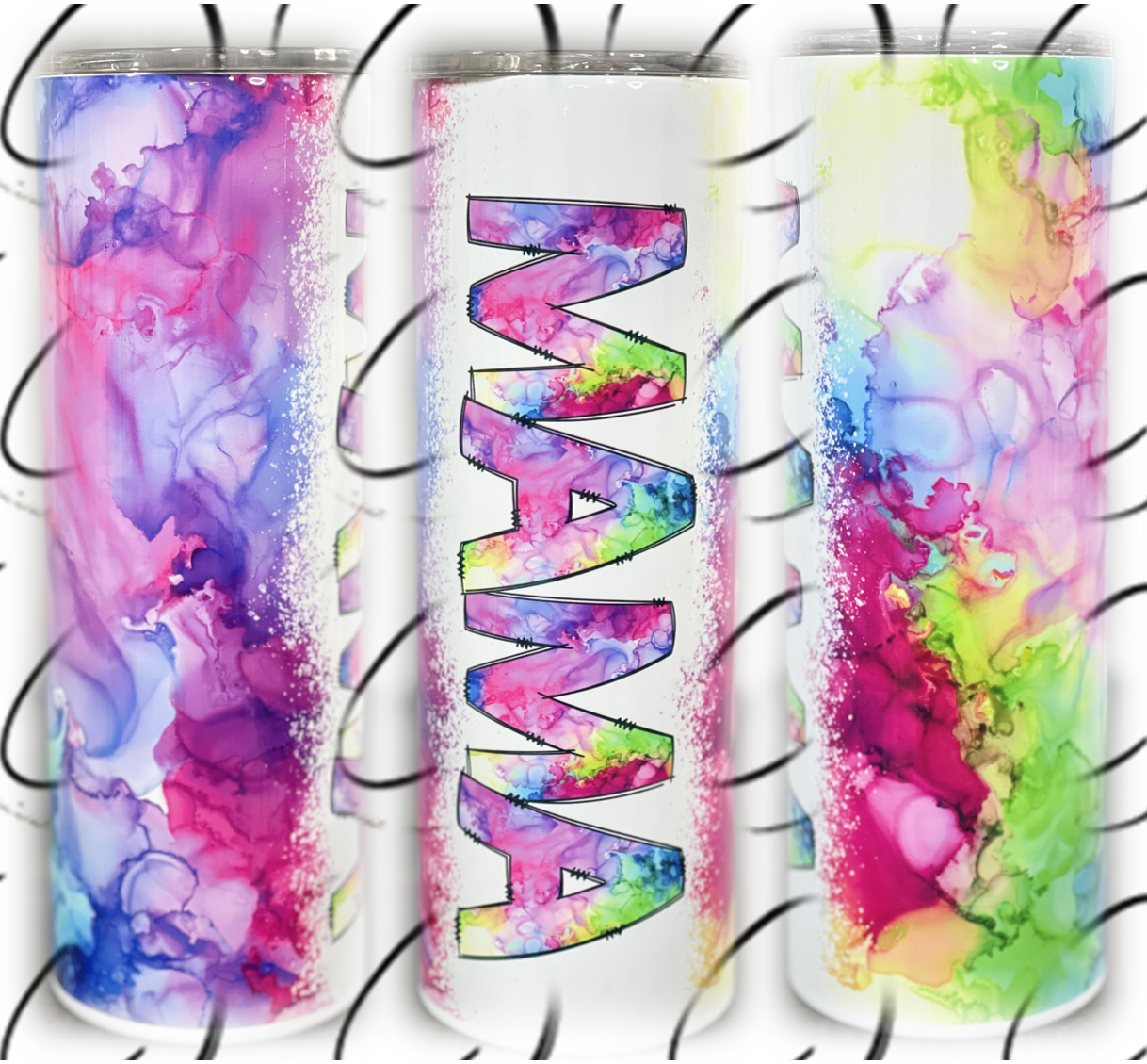 Vibrant Alcohol Ink Mama 20oz Skinny Tumbler