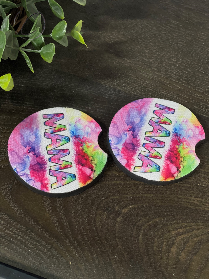 Vibrant Alcohol Ink Mama Car Coaster Set