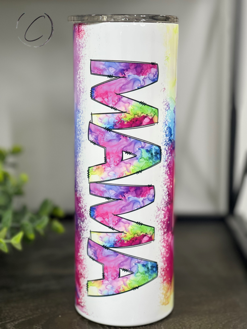 Vibrant Alcohol Ink Mama 20oz Skinny Tumbler