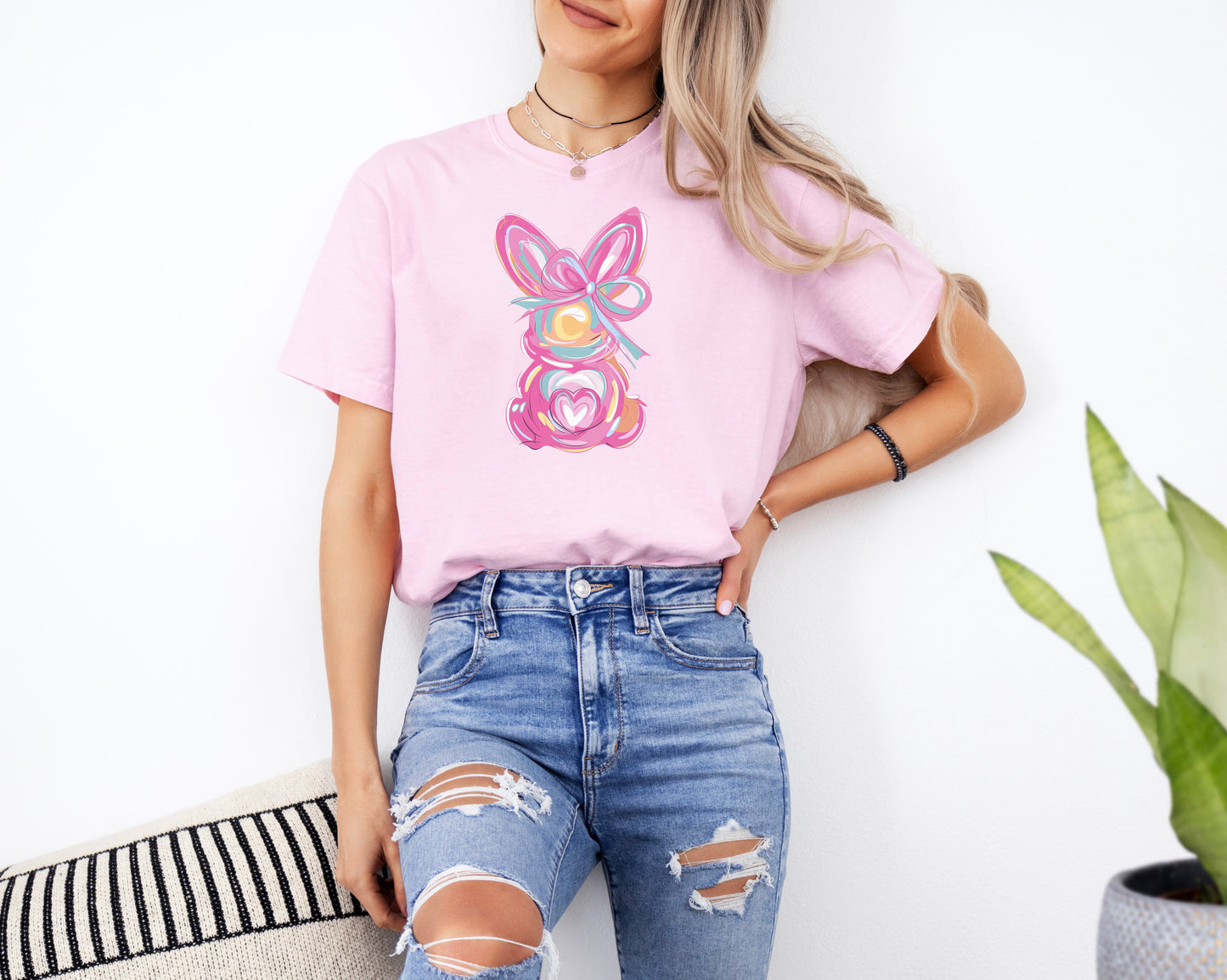 Vibrant Brushstroke Bunny Graphic Tee
