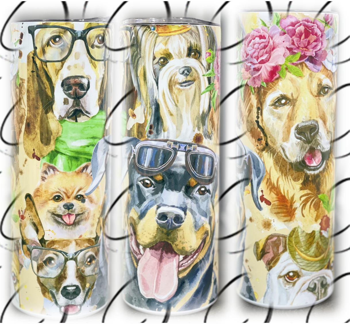 Watercolor Dogs 20oz Skinny Tumbler