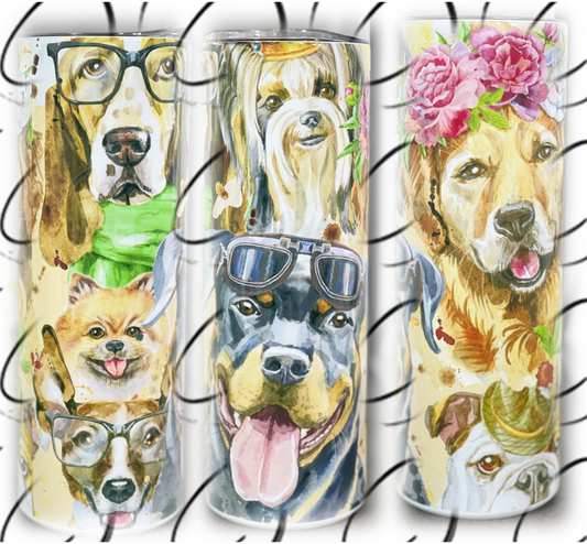 Watercolor Dogs 20oz Skinny Tumbler