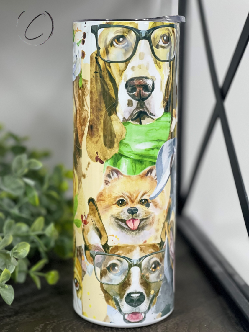 Watercolor Dogs 20oz Skinny Tumbler