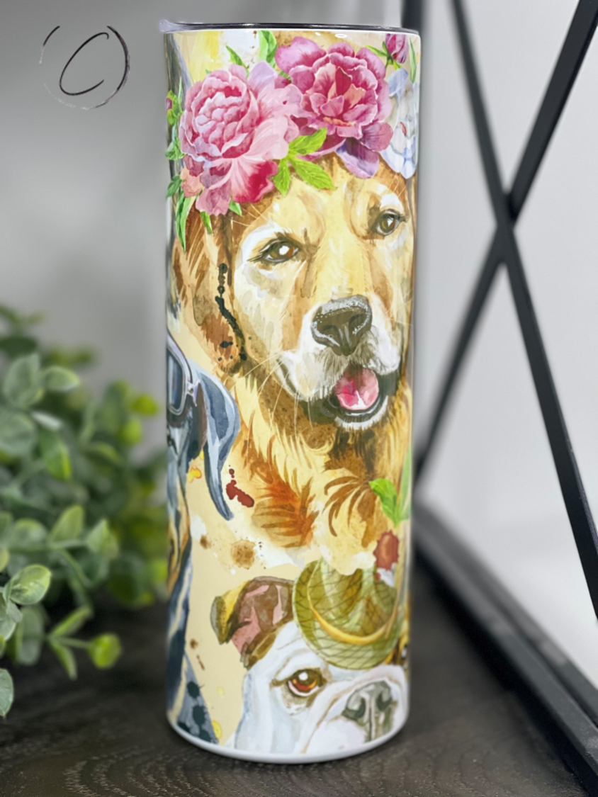 Watercolor Dogs 20oz Skinny Tumbler