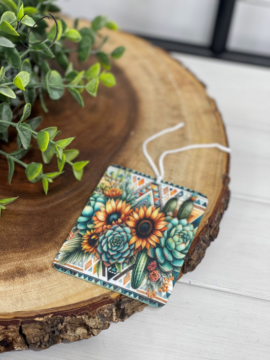 Western Aztec Succulents Car Freshener