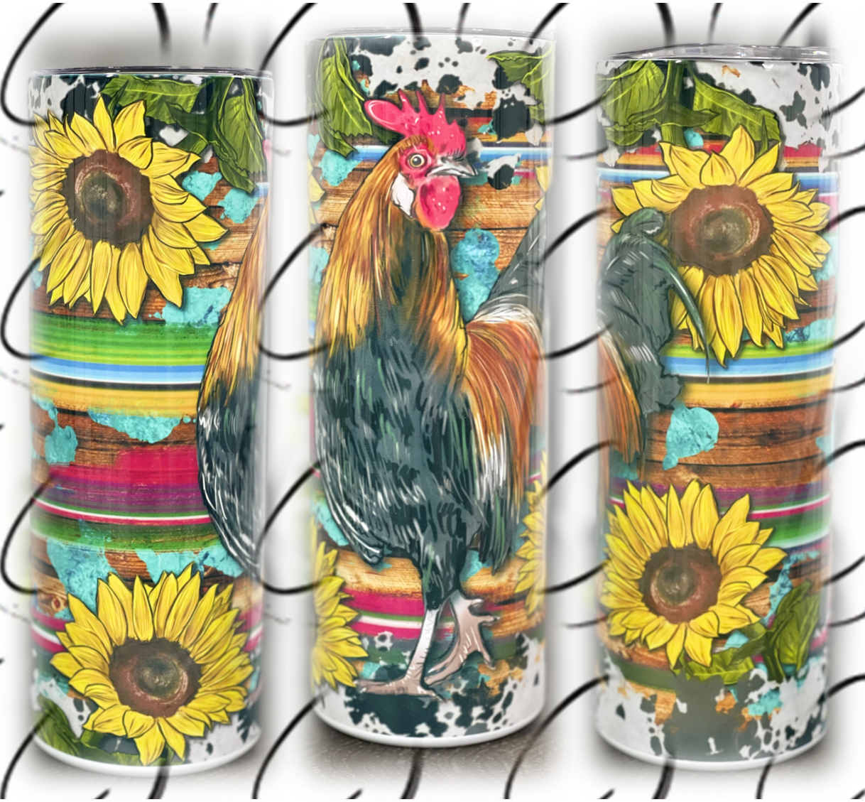 Western Sunflower Rooster 20oz Skinny Tumbler