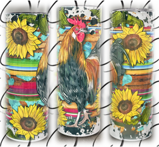 Western Sunflower Rooster 20oz Skinny Tumbler