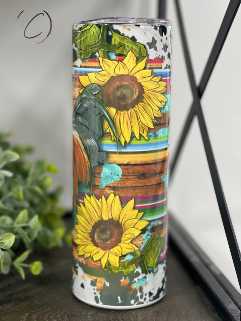 Western Sunflower Rooster 20oz Skinny Tumbler