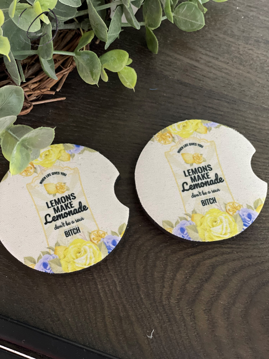 When Life Gives You Lemons Neoprene Car Coaster Set