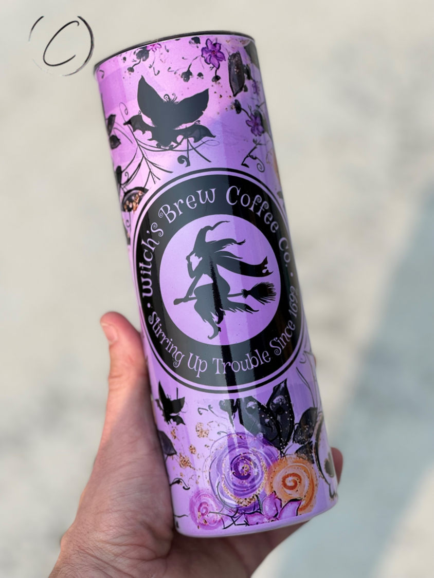 Witches Brew 20oz UV Purple Skinny Tumbler