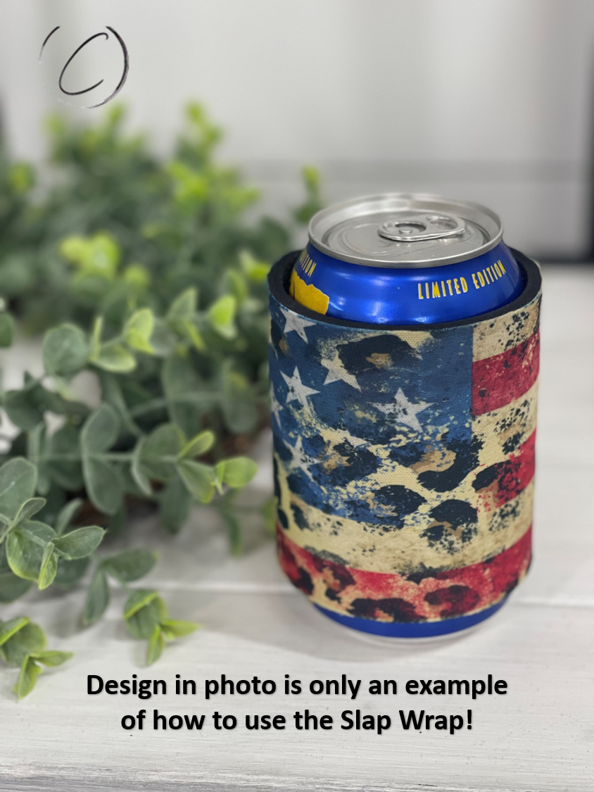 Floral American Flag Slap Wrap Can Cooler