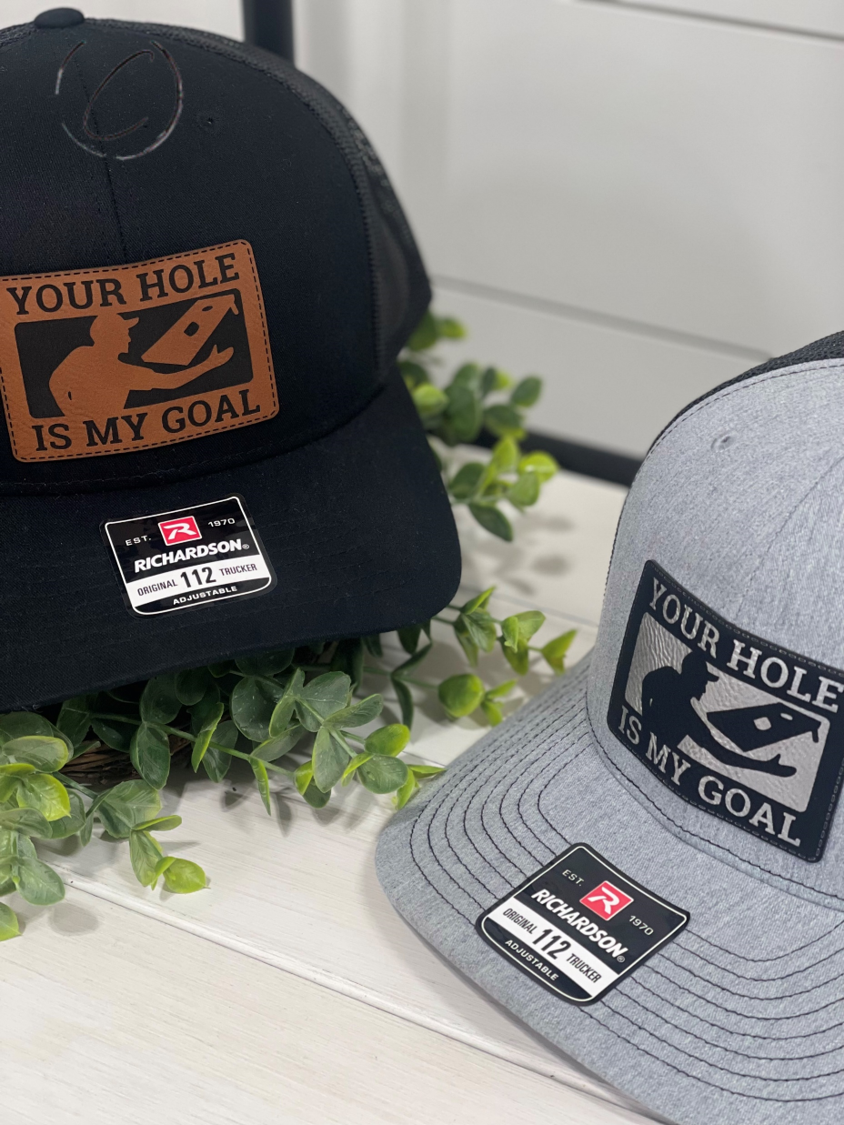 Adult Your Hole Is My Goal Cornhole Patch Snapback Hat