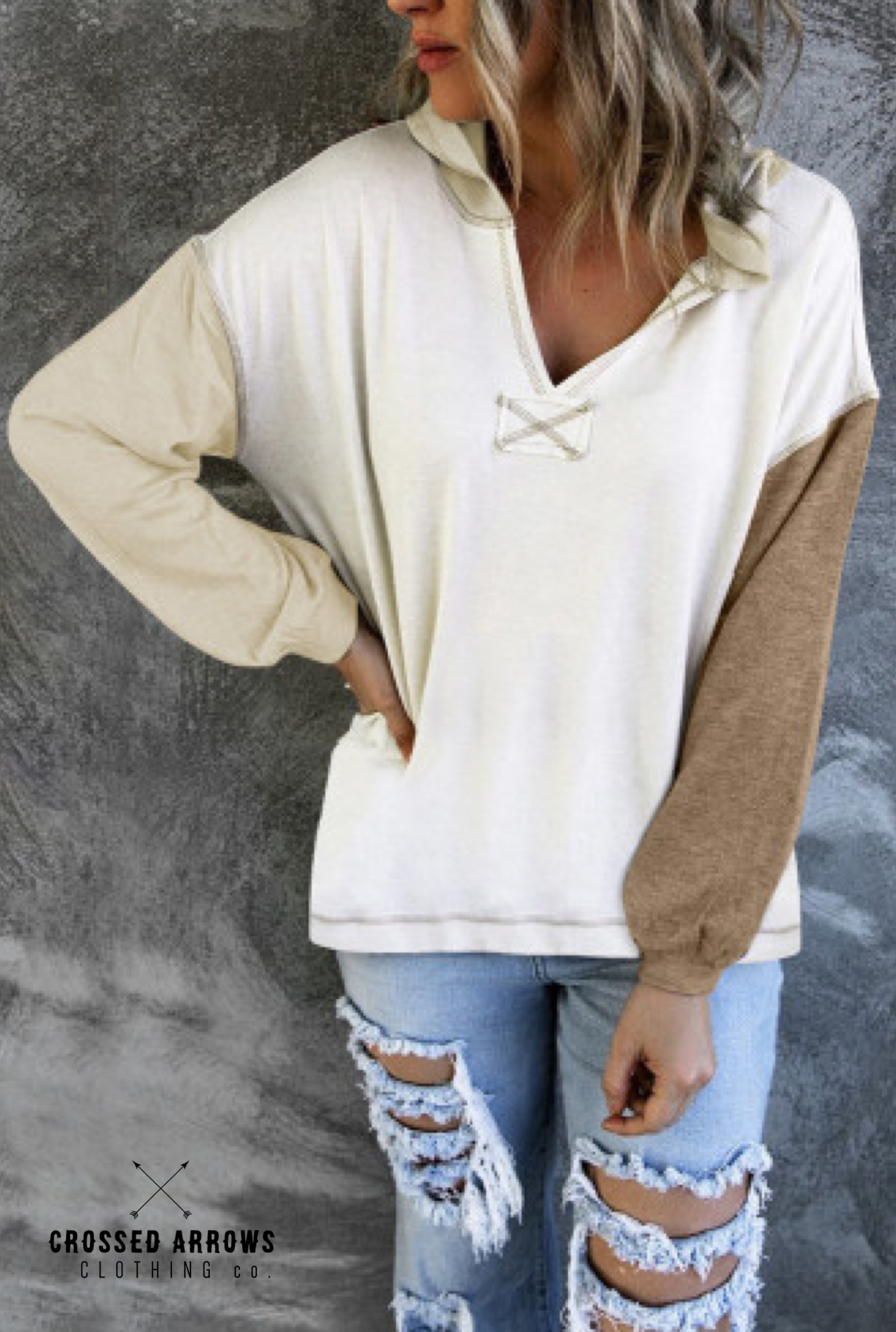 Relaxed color block hoodie