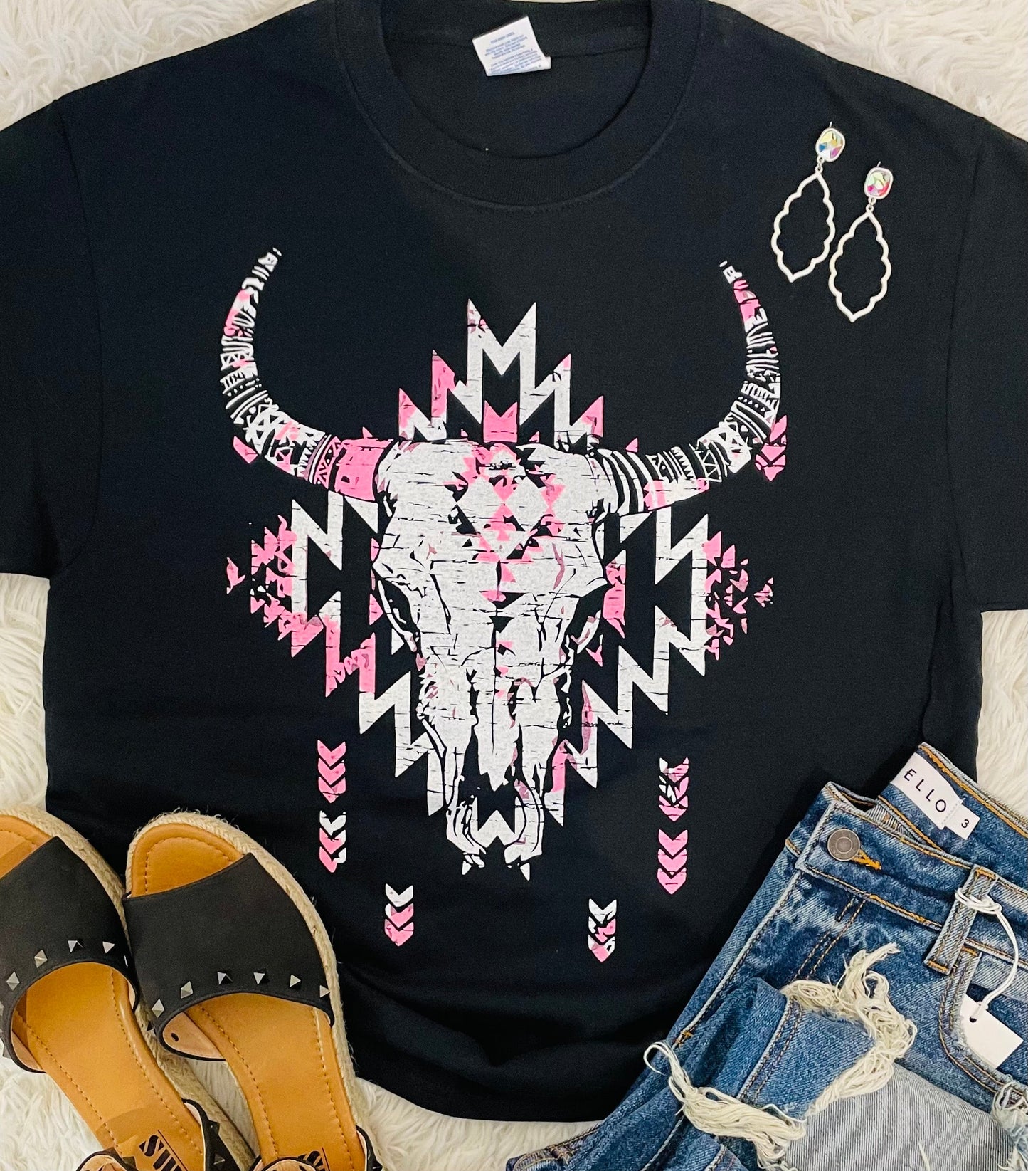 Tribal Bull Skull Tee