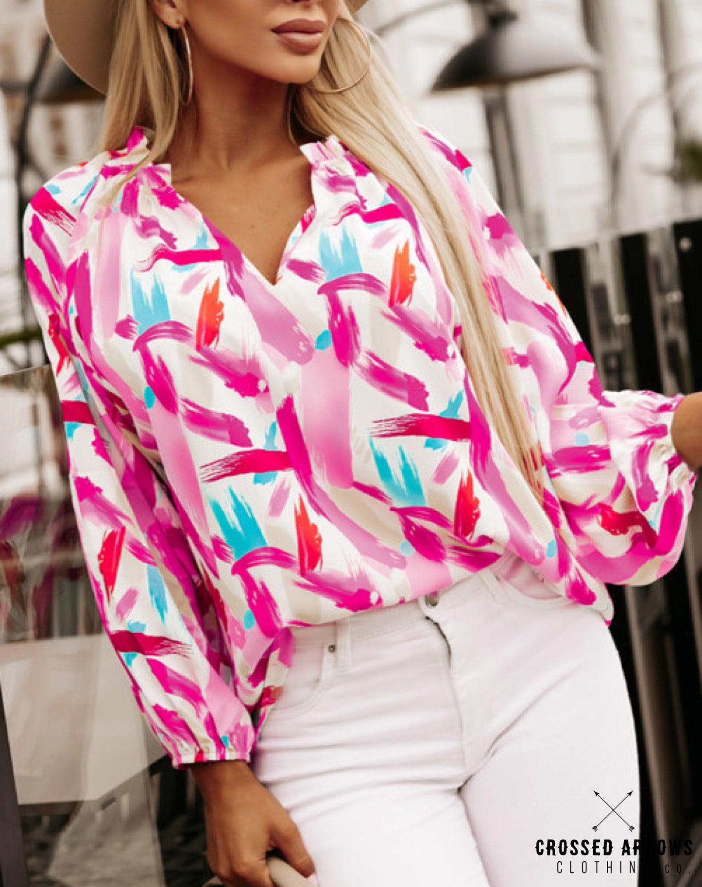 INSTOCK Pink abstract blouse